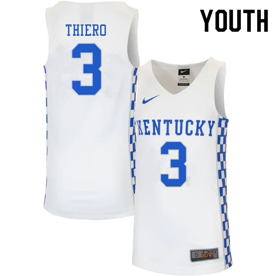 Youth #3 Adou Thiero Kentucky Wildcats College Basketball Jerseys Sale-White